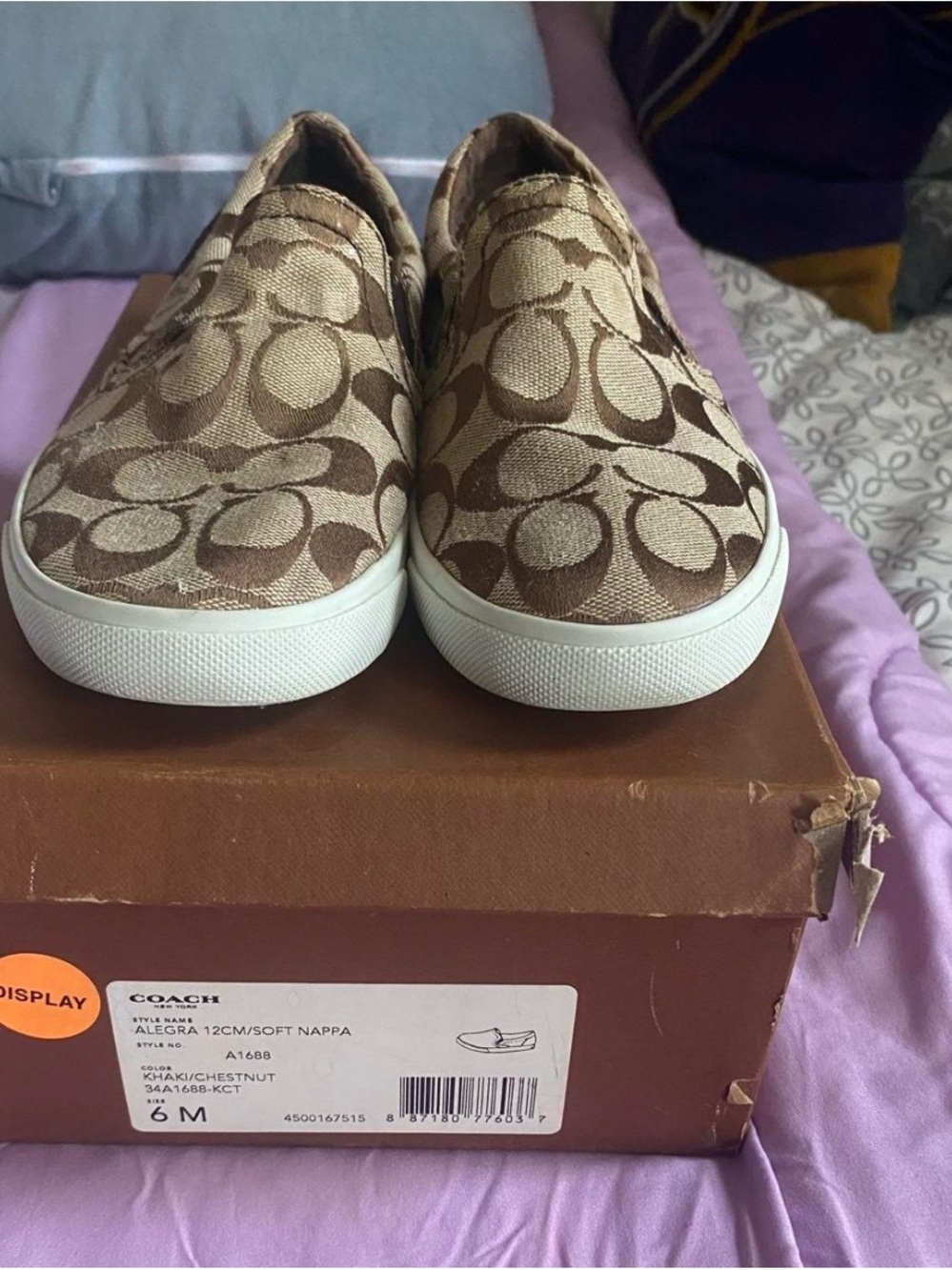 Coach Signature Canvas Slip-On Sneakers in Khaki Chestnut